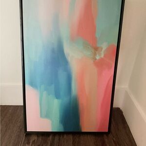Abstract Wall Art Print in Blue and Pink